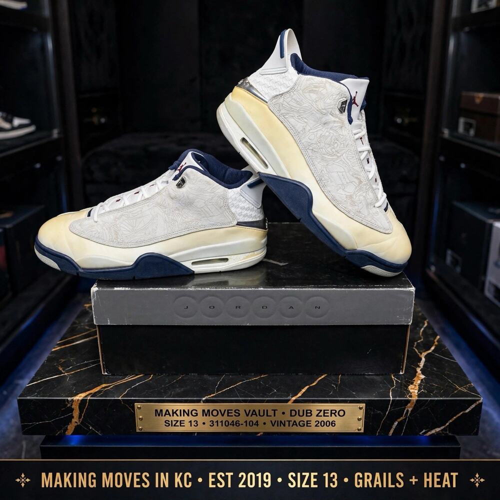 Size 13 - Jordan Dub Zero 311046-104 White Navy Woven 2006 - 311046104